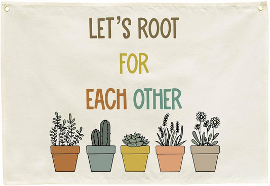 Classroom Decor-Classroom Poster-Child Art-Nursery Sign-Hanging Rectangle Banner Flag Wall Decor-Mental Health-Positive Affirmation Growth Quote-Christmas Gift-Let's Root for Each Other-28.5"L×20"W
