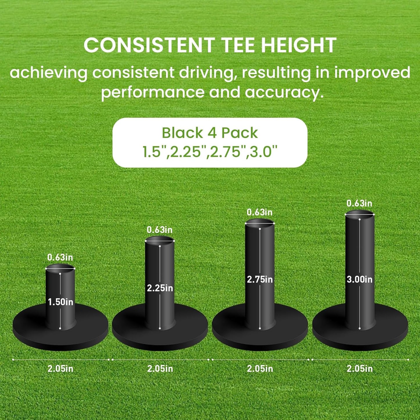 Golf Rubber Tees Driving Range Different Size, Professional Durable Tee Set for Indoor Outdoor Practice Mat…