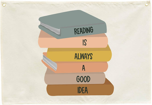 Classroom Readingroom Decoration-Classroom Wall Poster-Nursery read RoomDecor-Readingroom Decoration-Hanging Rectangle Banner Flag Wall Decor-Christmas Gift-Reading Is Always A Good Idea-28.5"L×20"W
