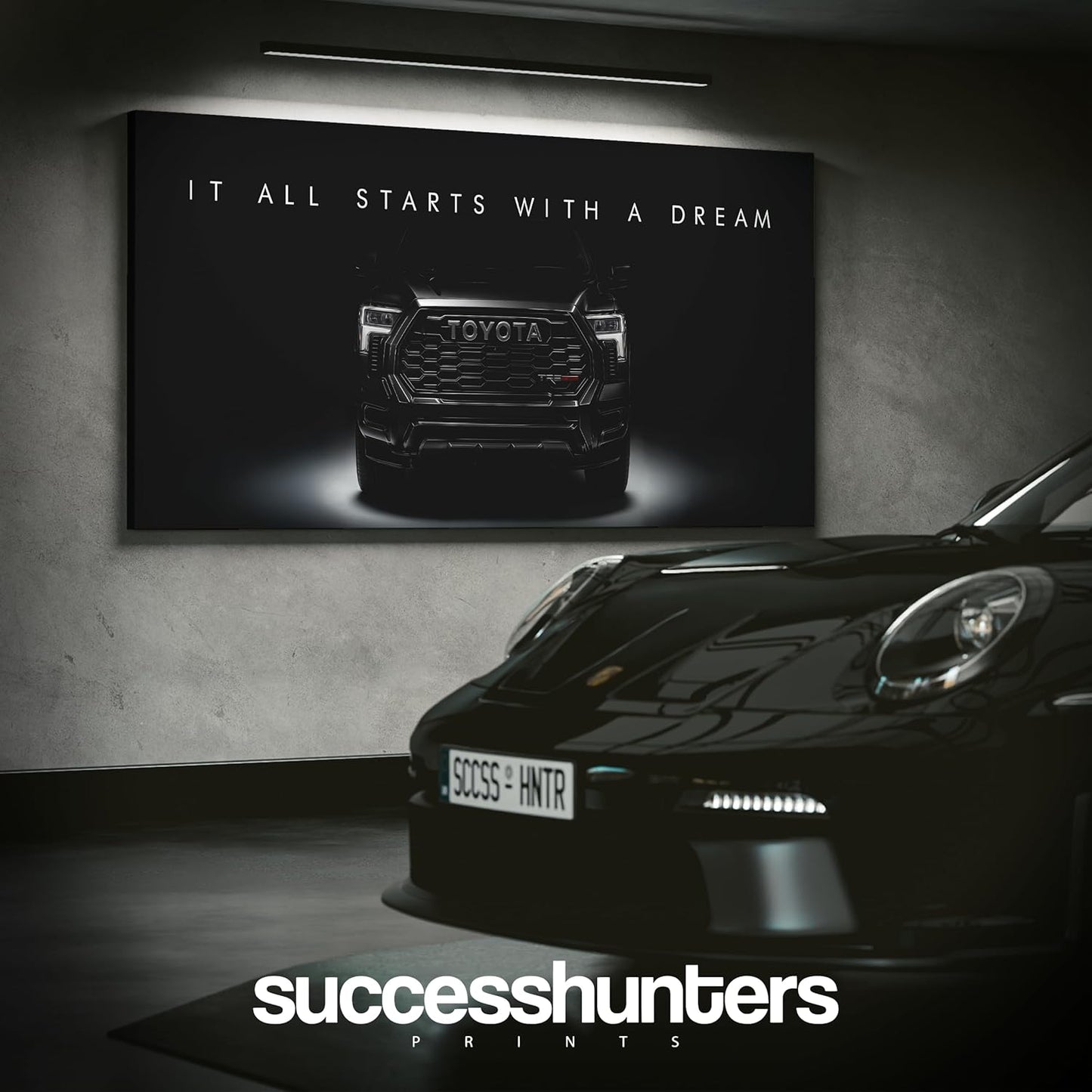 Motivational Wall Art for Office, Super Car Art Canvas, Inspirational Automotive Decor for Toyota Tundra TRD Pro Sportscar Lovers, Motivational Wall Decor for Home, Car Poster (10" x 20" in)