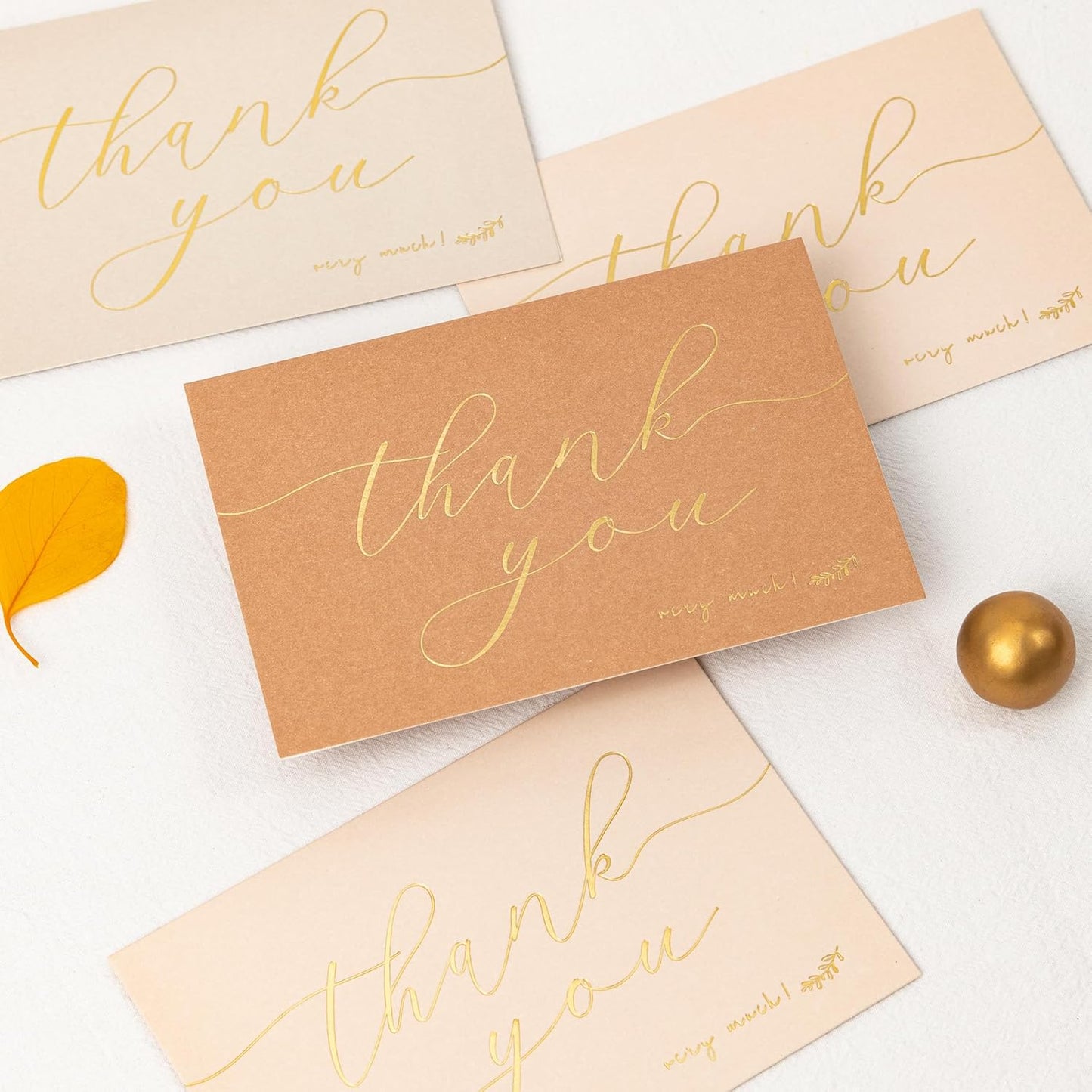 Crisky 50 Pcs Neutral Thank You Cards With 50 Envelopes & 50 Stickers Simple, Chic, Elegant Greeting Cards Perfect for: Wedding/Business/Birthday/Graduation etc. 4 x 6 inches 50 Pack
