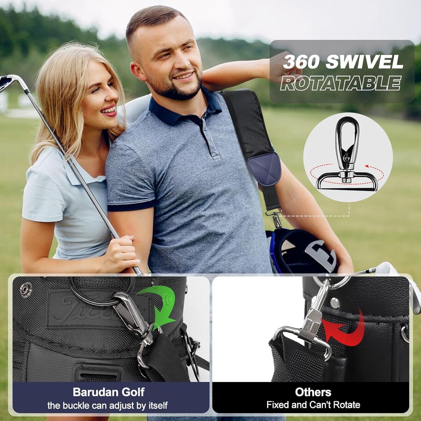 barudan golf Bag Strap Replacement Universal Single Shoulder Strap fits for All Brand Golf Bags