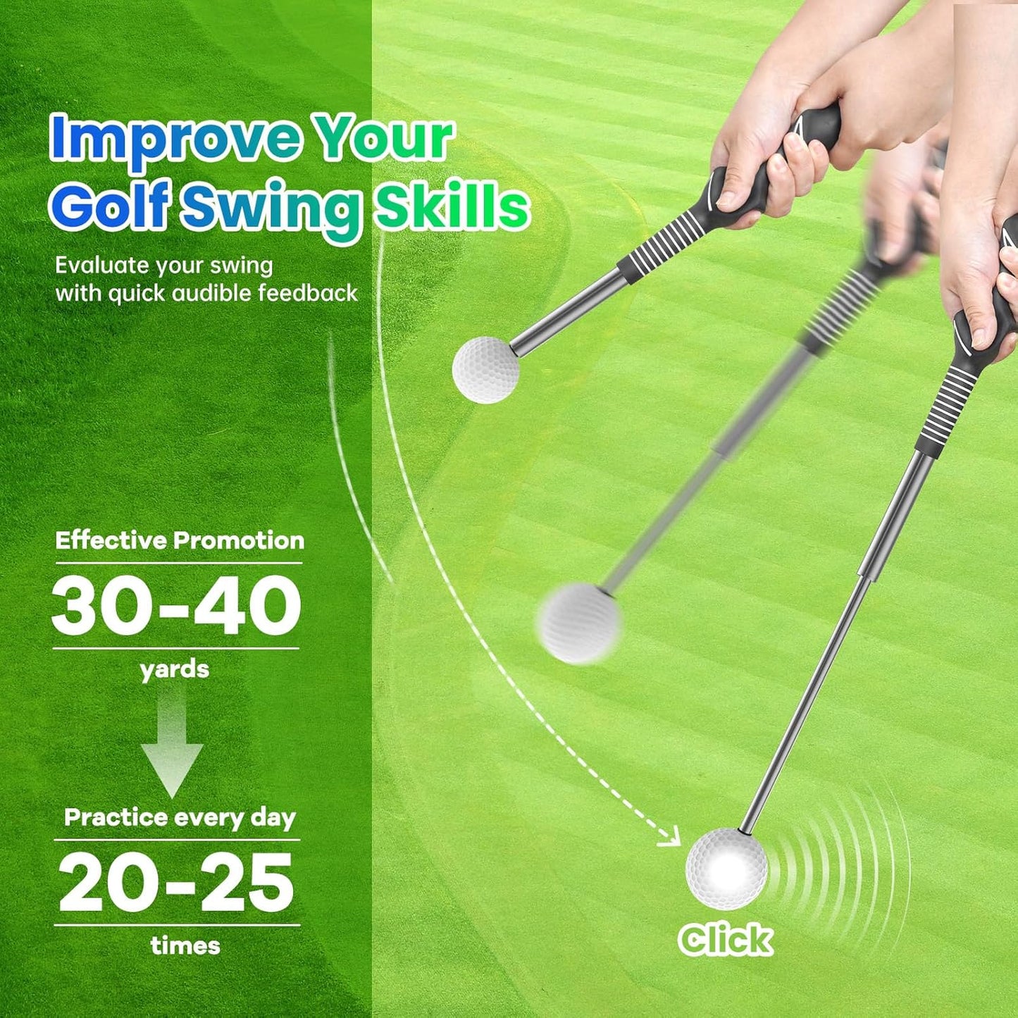 Retractable Golf Swing Training,Golf Training Aid,Golf Grip Trainer,Golf Accessories for Men,Right-Handed Strength & Tempo Training for Chipping Hitting