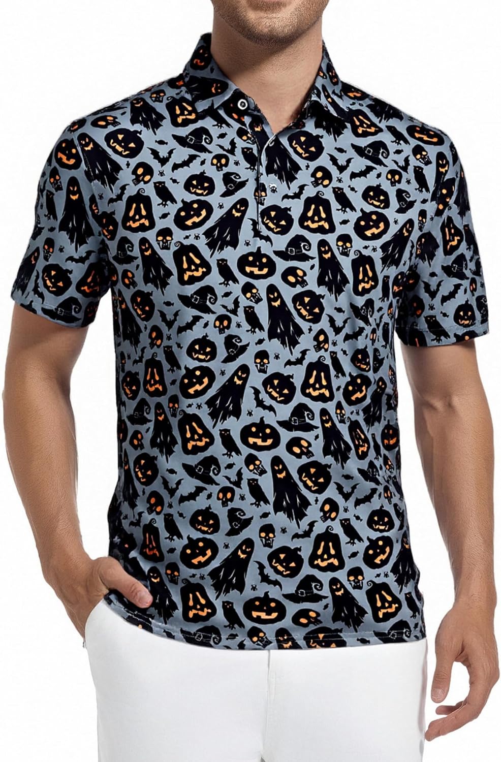 Alex Vando Mens Hawaiian Golf Shirt Moisture Wicking Digital Print Golf Shirts for Men