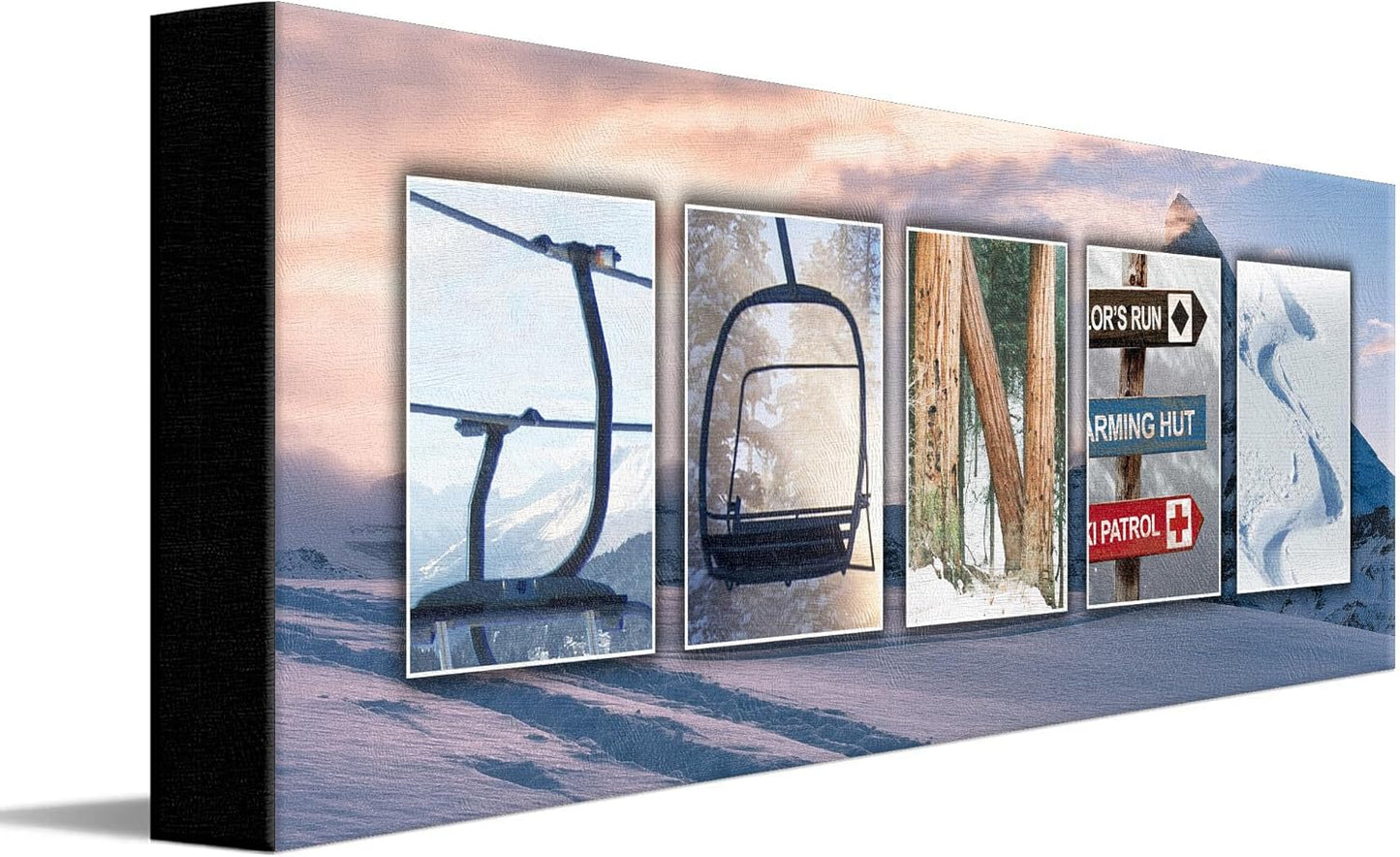 Personal-Prints SNOWBOARDING Personalized Name Art Gift | Customized for the Snowboard Instructor, Avid Boarder, or Team | Unique Photo Canvas Wall Art Décor (6"x18" Stretched Canvas)