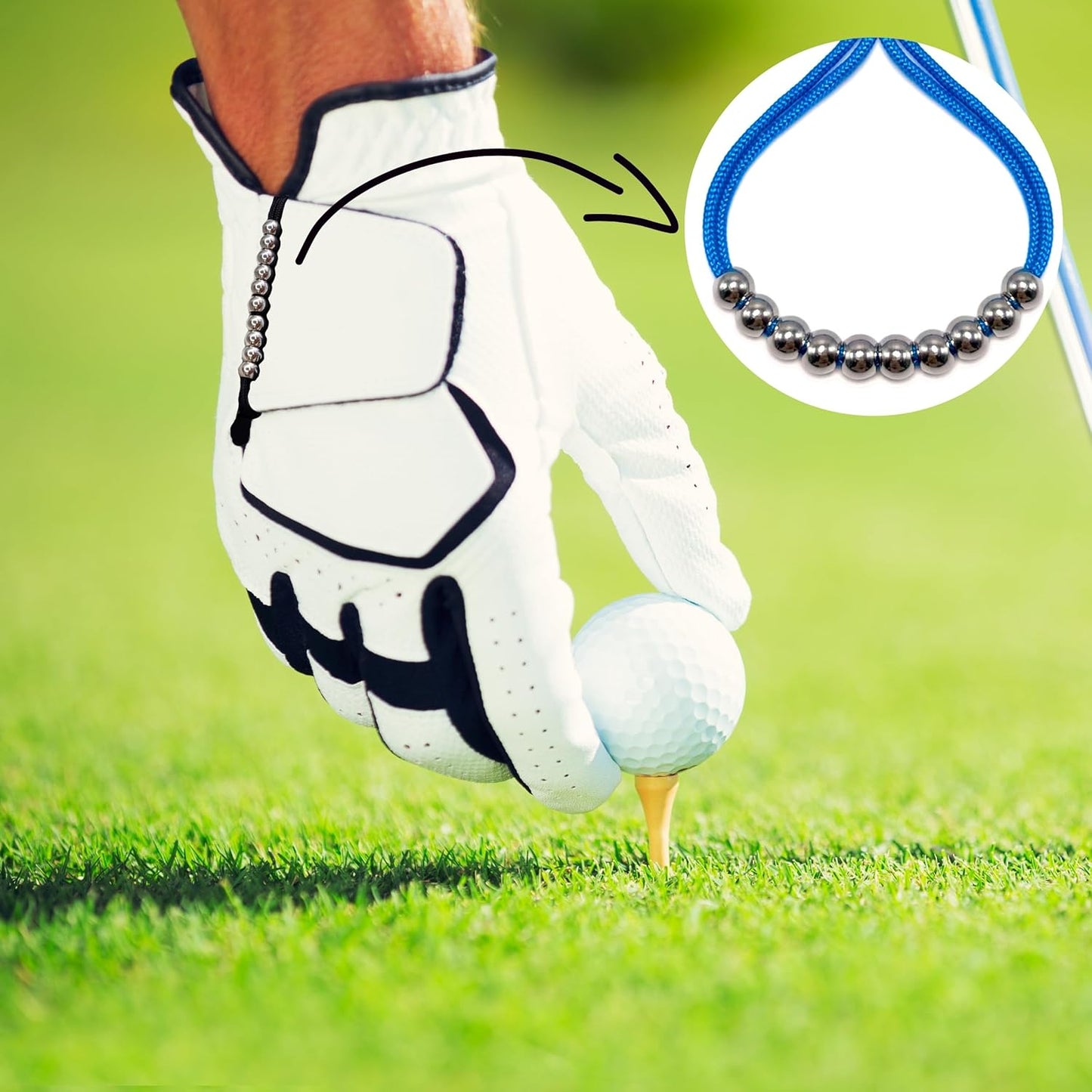 LAMIBEE Pack of 2 Golf Glove Bead Stroke Counter, 10 Stainless Steel Beads Score Counter for Gloves, Stroke Count Resizable Easy to Adjust Golf Round Scoring Tracker Accessory