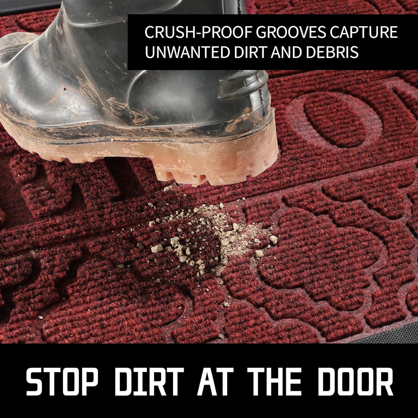 Yimobra Christmas Door Mat Outdoor Indoor 29.5x17, All-Weather Waterproof Front Door Mat Outside Entrance, Non-Slip Low Profile Porch Patio Welcome Doormat, Red