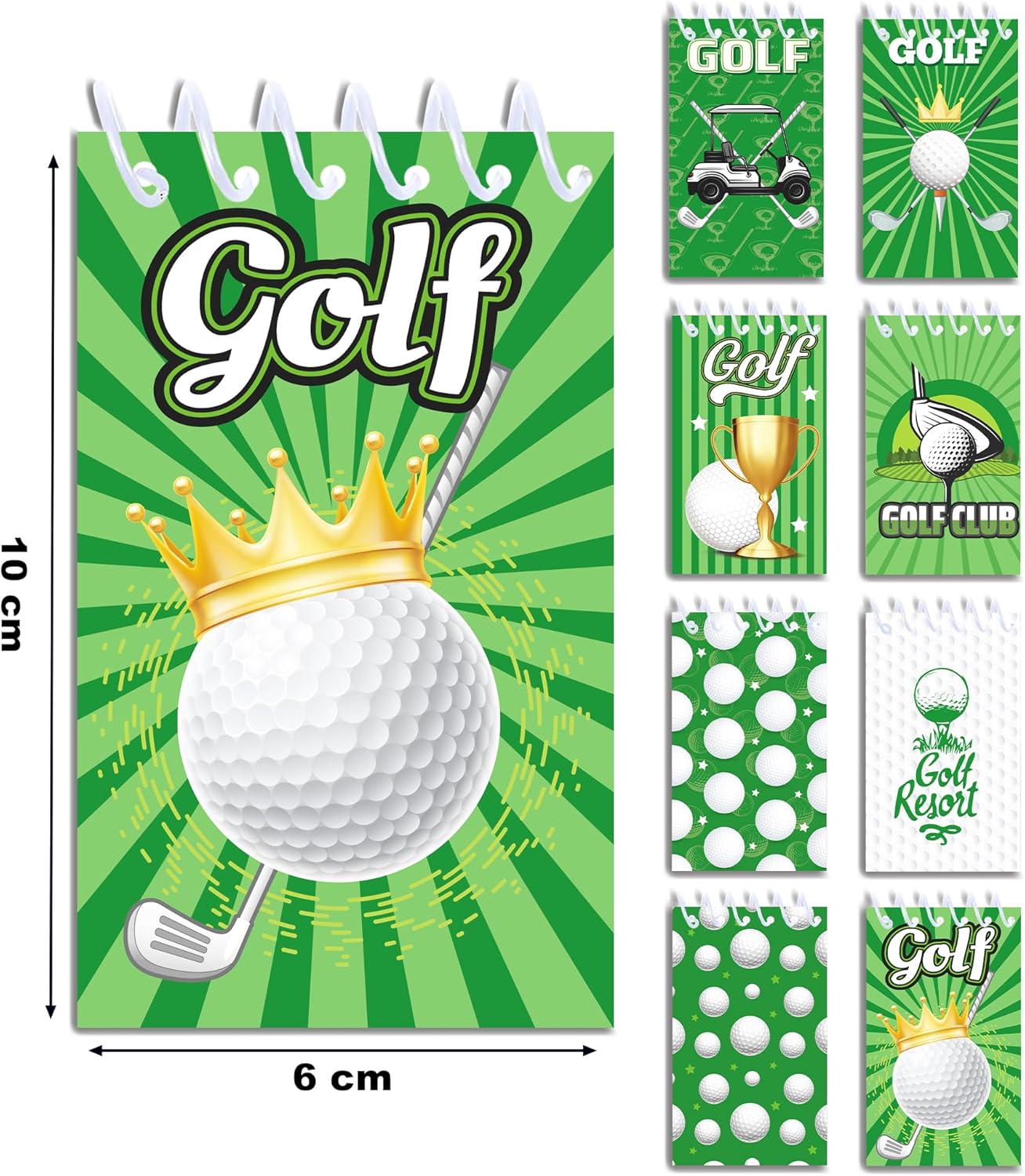 24 Pcs Mini Golf Themed Notepads Sports Ball Party Favors Sports Ball Spiral Pocket Notepads Goodie Bag Stuffers Notepads Spiral Mini Notebooks for Teens Teacher Classroom Reward