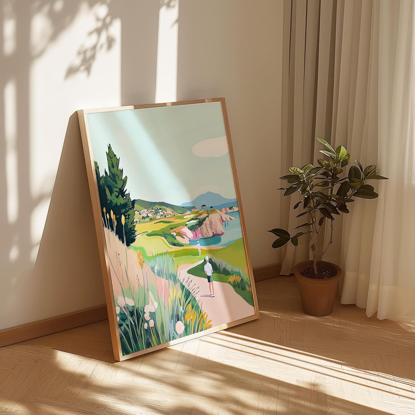 Golf Course Floral Pastel Art Print Posters - Premium Giclee Fine Art Prints - Golf Course Home Decor Posters, Golfer Art Prints for Home and Office Decor - Vintage Aesthetic, Ready to Frame