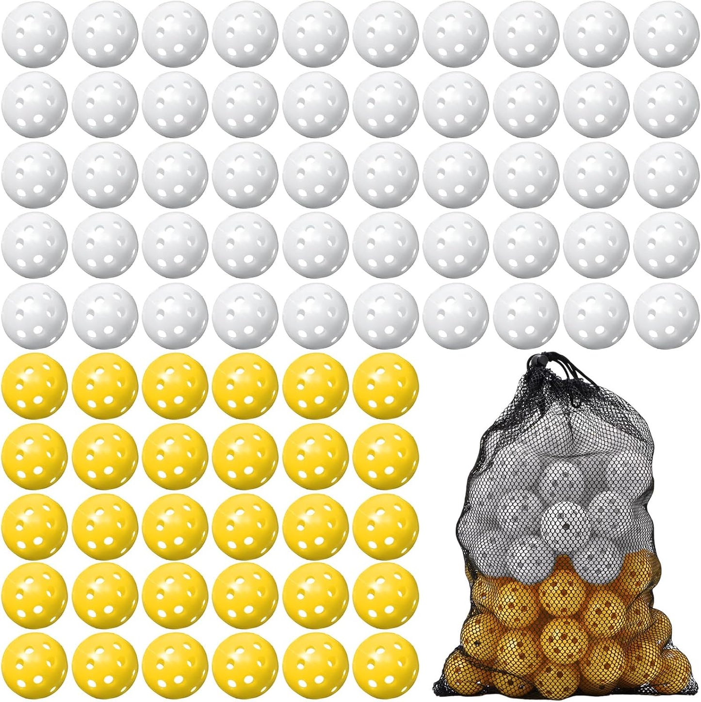 80 Pack Practice Golf Balls Limited Flight 42 mm Golf Training Airflow Hollow Plastic Ball for Women Men Indoor Outdoor Driving Range Swing Practice Home