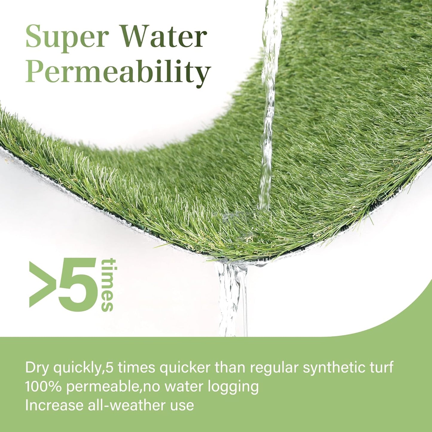 Artificial Grass Turf Rug 3.3 x 15 FT - Realistic Fake Grass Outdoor Carpet with Drainage, 1.2” High Synthetic Lawn Mat for Patio, Balcony, Garden, Pet-Friendly Indoor/Outdoor Use