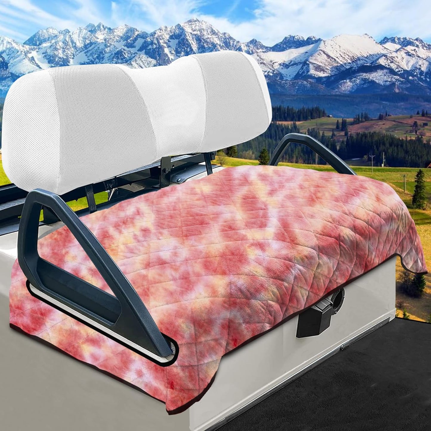 YOKYHOM Golf Cart Seat Covers, Golf Cart Seat Blanket, Bright and Unique Colors, Soft and Comfortable, Suitable for EZGO, Yamaha, Club Car and Other Two-Seat Golf Carts, 51" x 30", Red Yellow