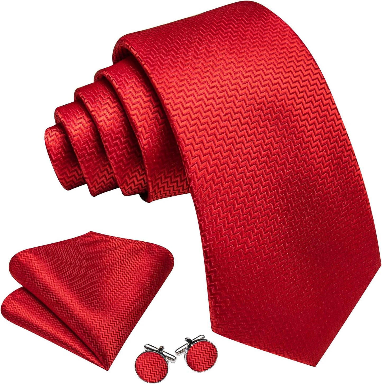 Barry.Wang Designer Classic Ties for Men Set Formal Pocket Square Cufflink Check Plaid