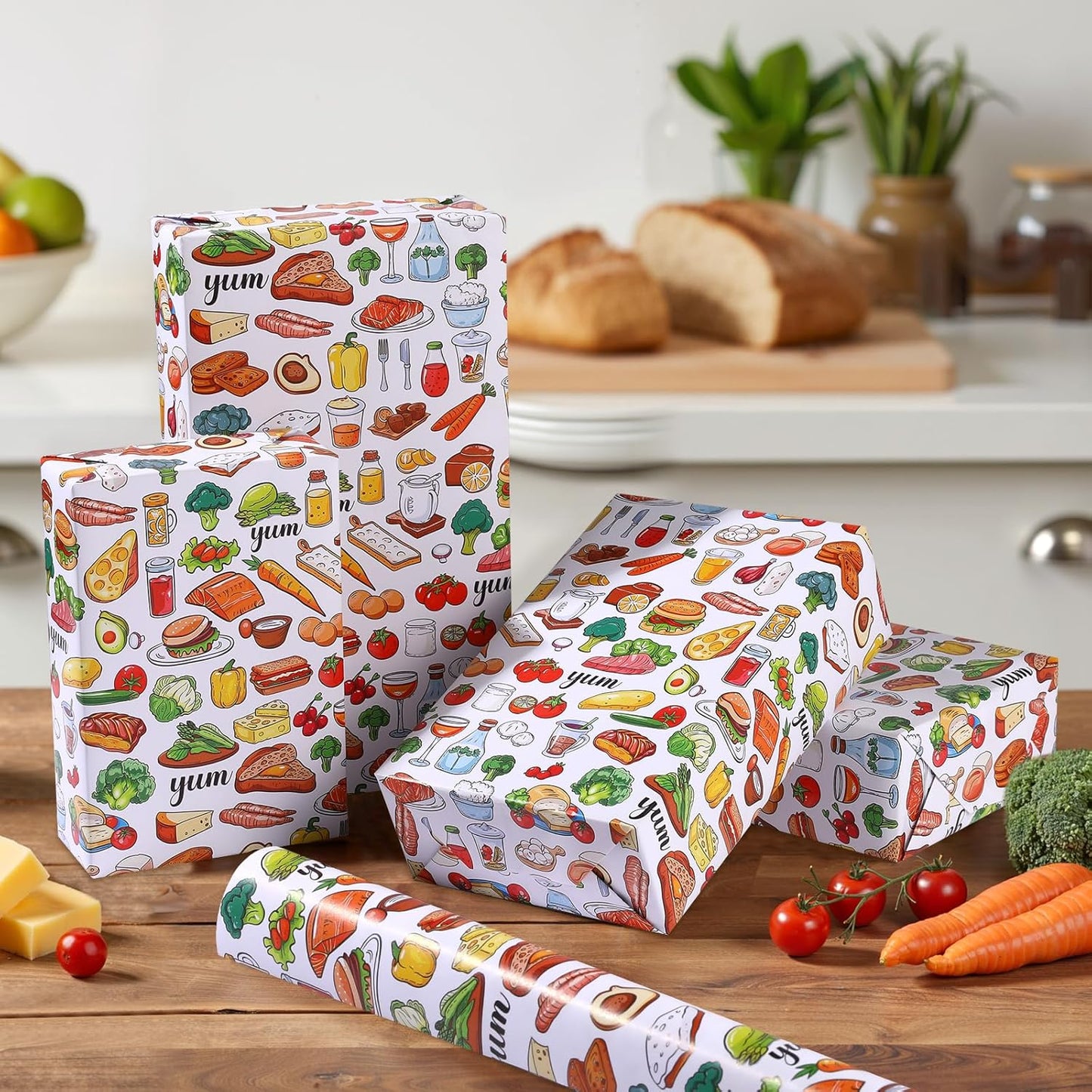 Food Wrapping Paper Roll - 17Inch x16.4Feet - Sandwich Fruit Vegetable Gift Wrap Foodie Gift Packing Paper