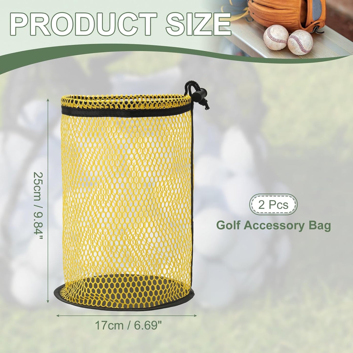 Golf Ball Storage Bag Nylon Mesh Golf Pouch with Adjustable Drawstring Closure for Balls Outdoor Sports Supplies