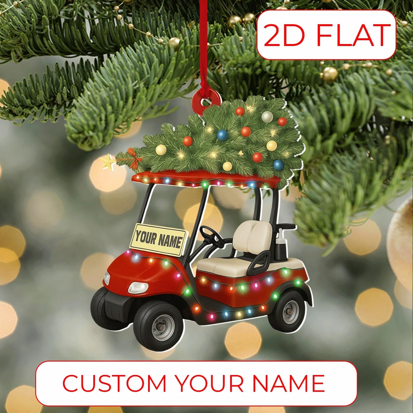 Personalized Golf Christmas Ornament 2025, Custom Name Bag, and Golfer Outfit Gilf, Ball Head Ornament with Santa Hat, Gifts for Golf Lovers 2