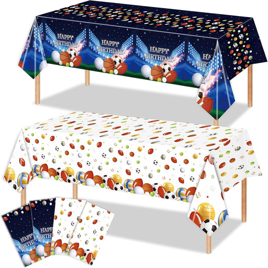 4Pcs Sports Tablecloth Sports Birthday Party Decorations All Star Table Cloth Cloths Sport Tablecloth Sports Themed Party Decorations