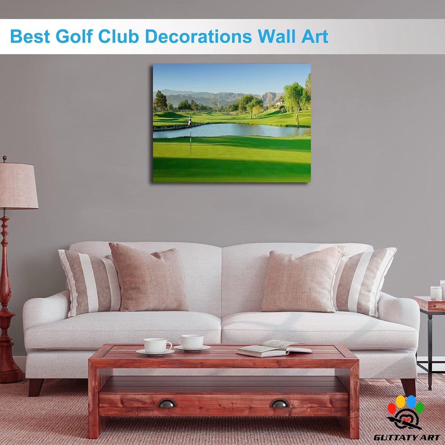 GUTTATY Golf Course Wall Art, Golf Pictures Posters Canvas Print Wall Decor for Golfer's Man Cave Home Ofice Ready to Hang (18x24 Inches)