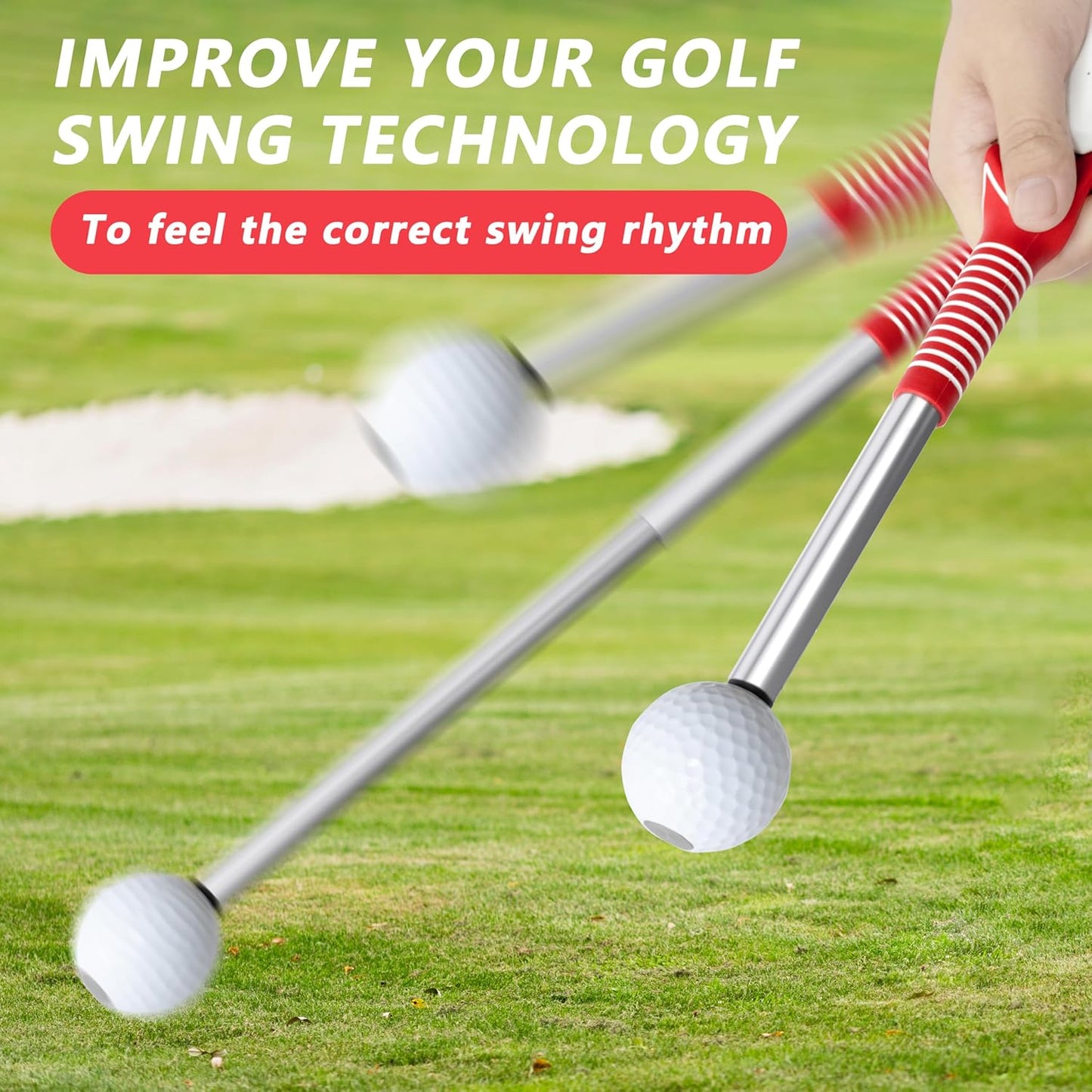 Retractable Golf Swing Training Aid:Golf Grip Trainer,Swing Trainer with Swing Sound Prompt,Feedback,for Beginners.Golf Accessories for Indoor Practice-Strength,Tempo Training.