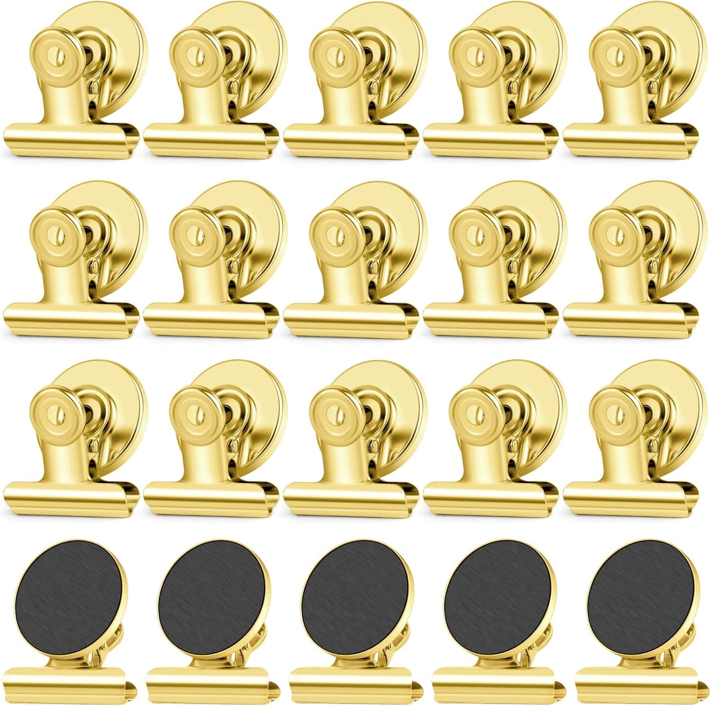 20 Pack Fridge Magnet Refrigerator Magnets, Gold Magnetic Clips Whiteboard Magnets, Magnet Clips Heavy Duty for Photo Displays, Home, Office, Classroom