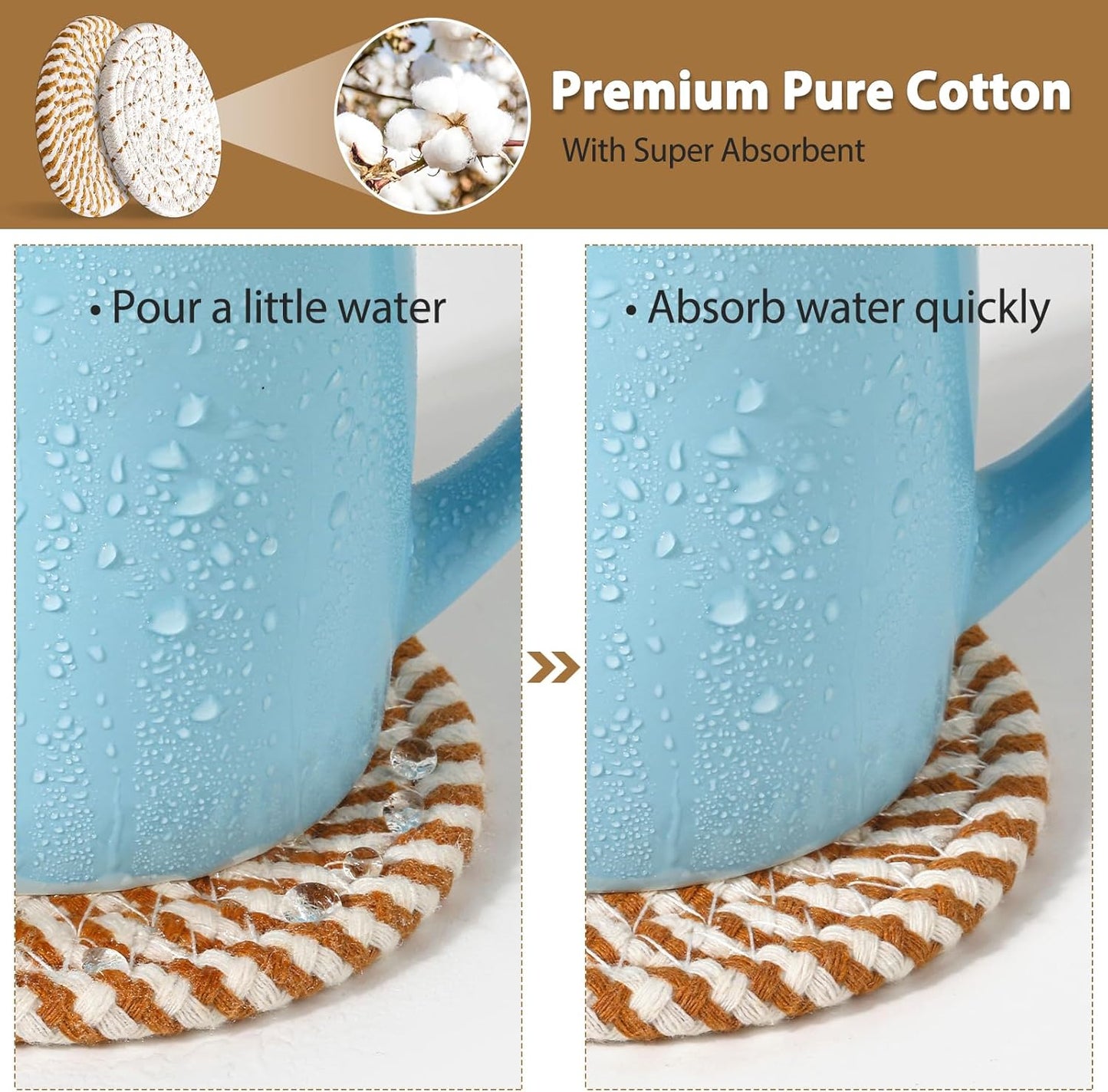 Mckanti 10 Pcs Drink Coasters with Holder, 5 Colors Absorbent Coasters for Drinks, Minimalist Boho Coasters Cotton Woven Coaster Set for Home Decor Tabletop Protection Suitable for Kinds of Cups