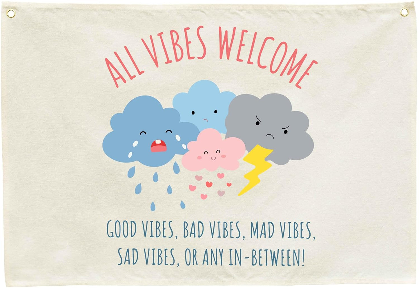 Classroom Wall Poster-Guidance Therapy Classroom Decoration-Mental Health-Welcome Present-Feel Feelings Banner-Rectangle Banner Flag Wall Decor-Door Sign-All Vibes Welcome-Christmas Gift-28.5"L×20"W