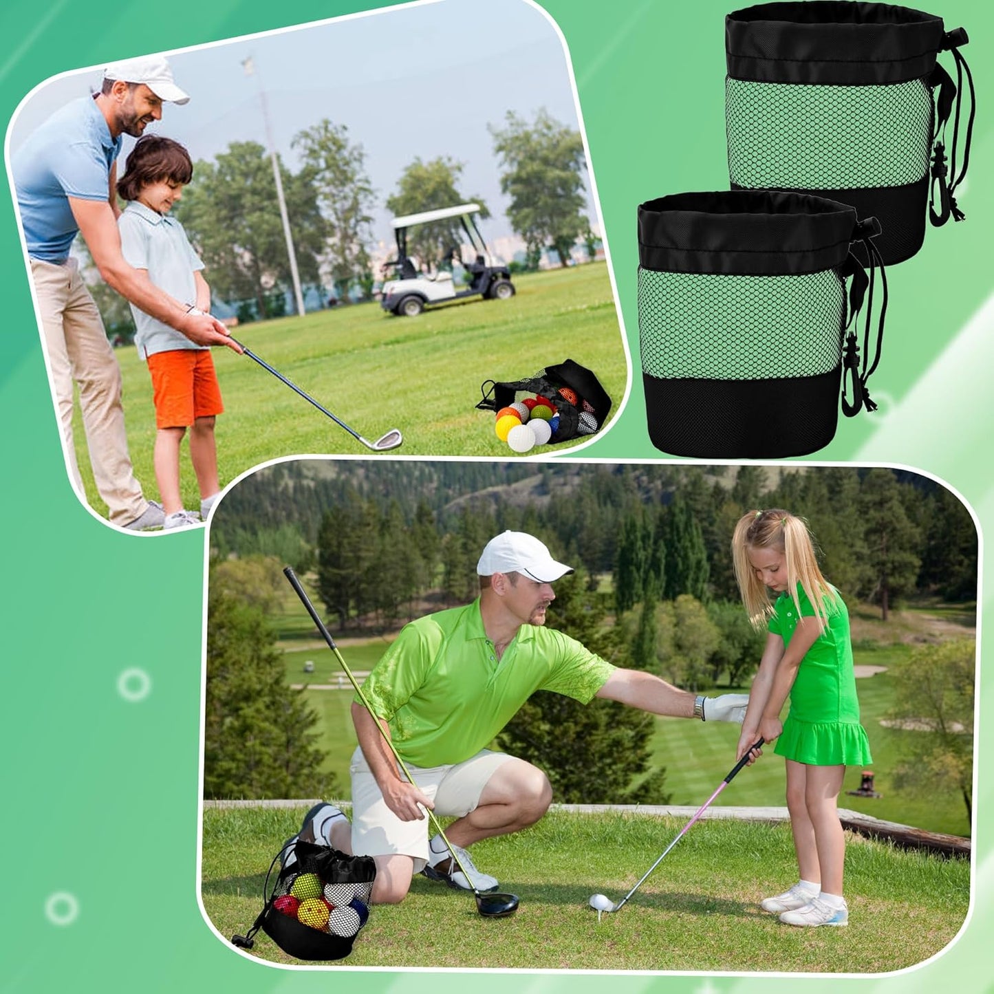 6 Pcs Golf Ball Storage Bag Nylon Mesh Golf Pouch Bags Organizer Drawstring Bags for Balls Outdoor Carrying