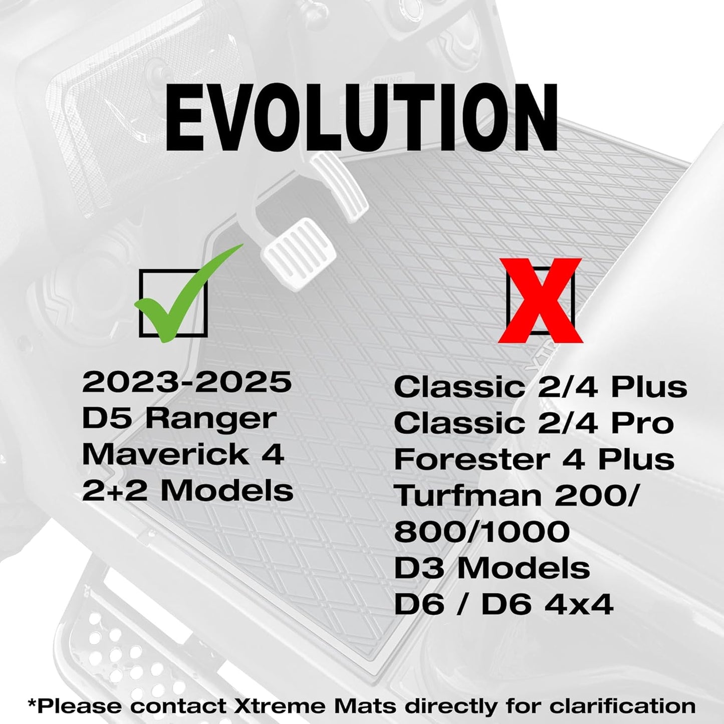 Evolution D5 Golf Cart Floor Mat Set- Rubber Double Diamond Design - Fits D5 2+2 (2 Forward + 2 Rear Facing) Including Evolution Maverick and Ranger Trims (All Black, D5 2+2 Front & Rear Facing)