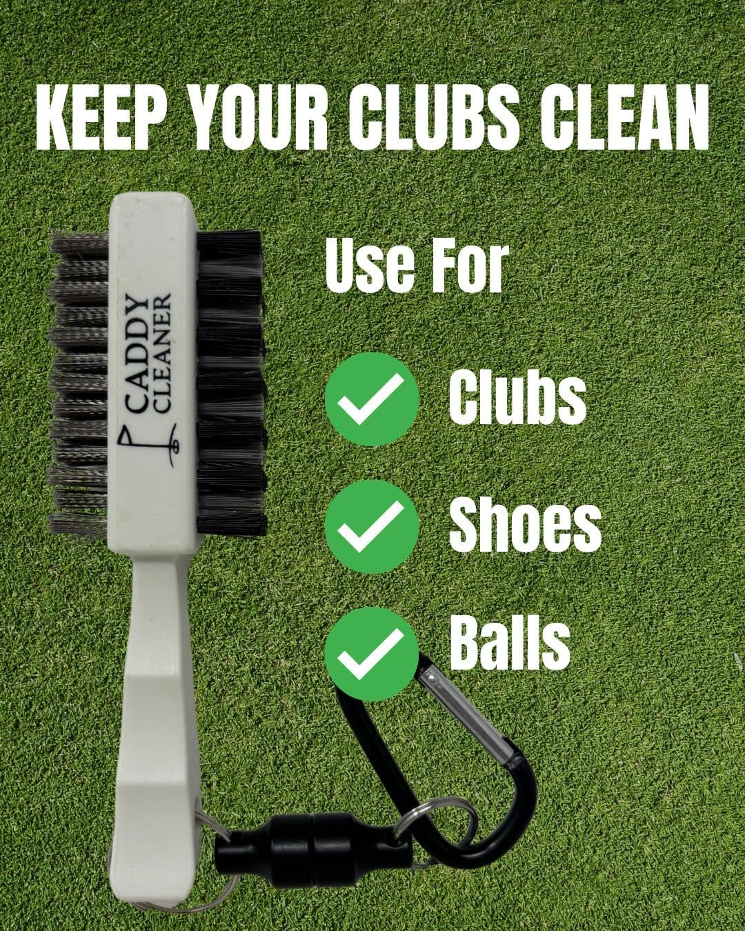 Clean Swing Mini Brush – Golf Club Cleaner with Magnetic Clip, Dual-Sided Brush | Golf Accessories for Men, Best Golf Gift | Caddy Cleaner