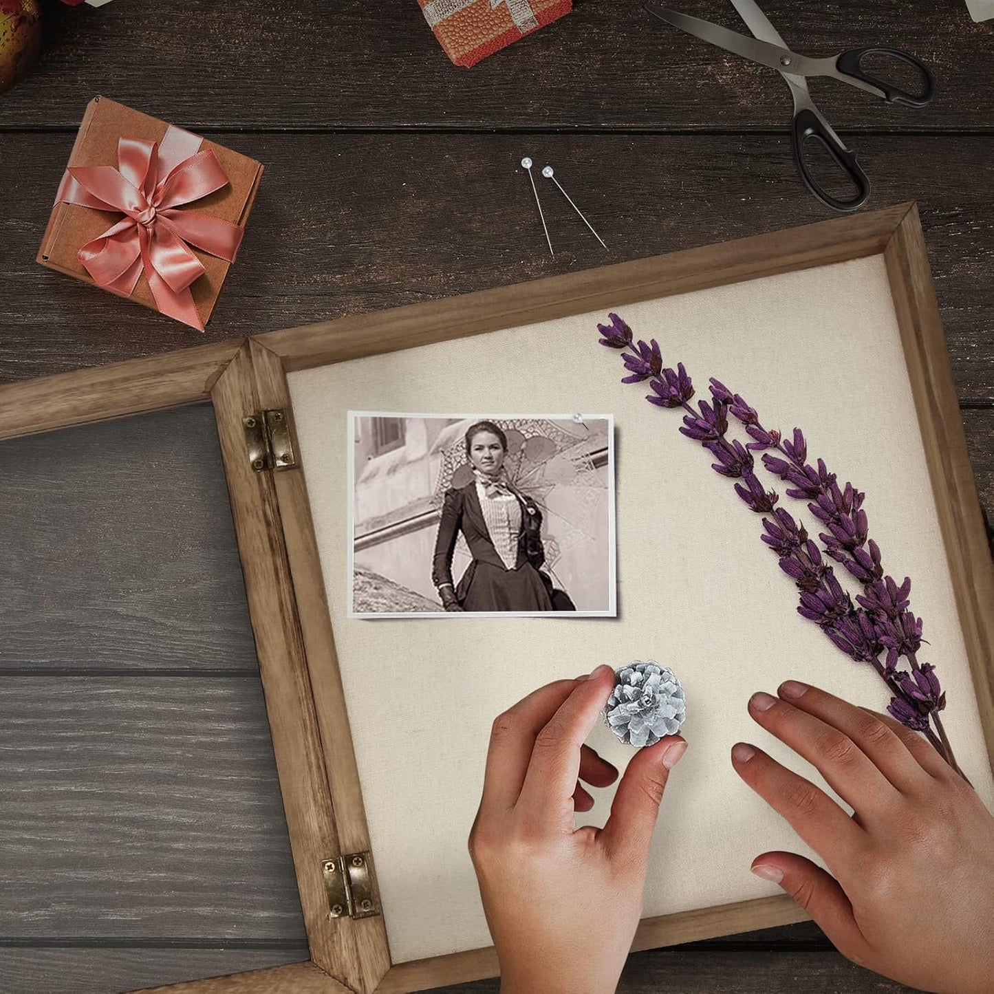 TJ.MOREE Shadow Box Display Case 11 x 11 Flowers Shadow Box Frame with Glass Window Picture Frame Wedding Bouquet Memorabilia Medals Photos Memory Box for Keepsakes - Carbonized