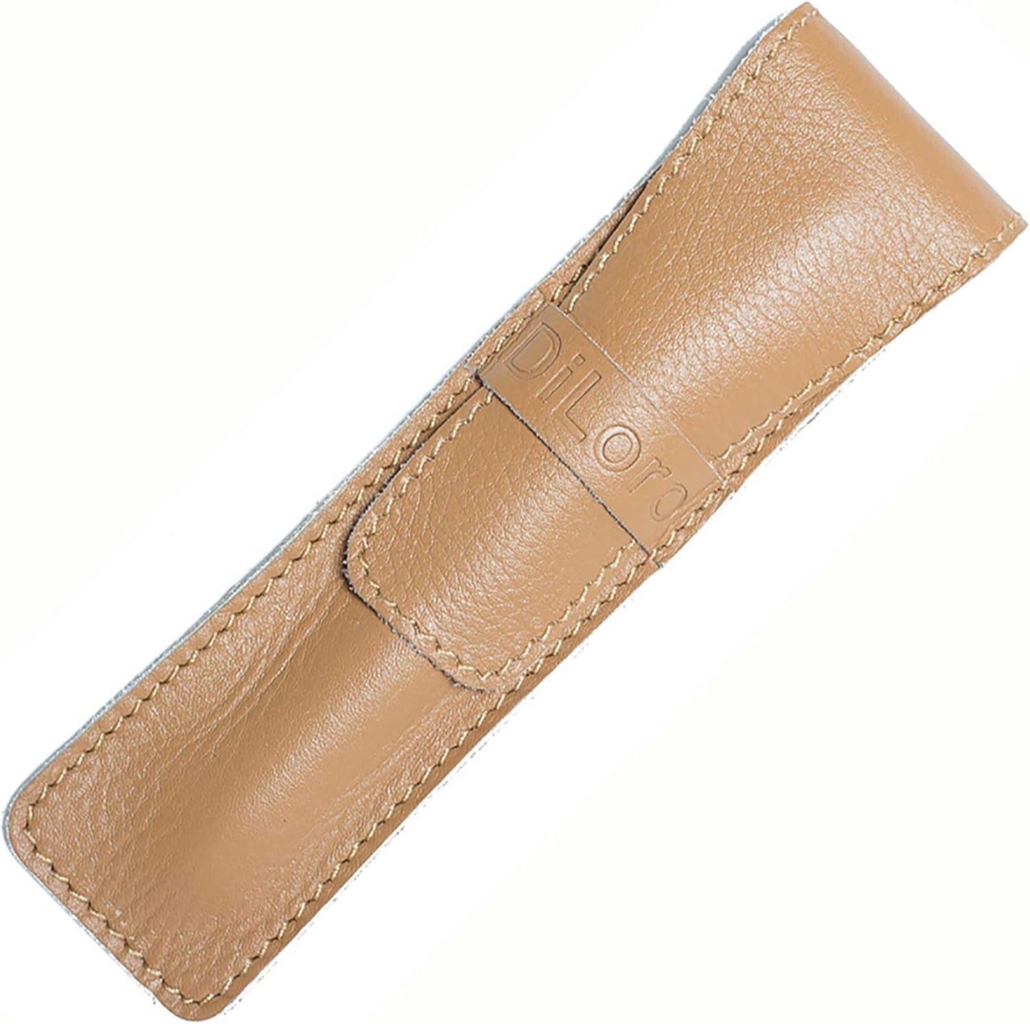 DiLoro Full Grain Genuine Leather Single Pen Case Sleeve Holder Pouch Pencil Protector (Buffalo Caramel)