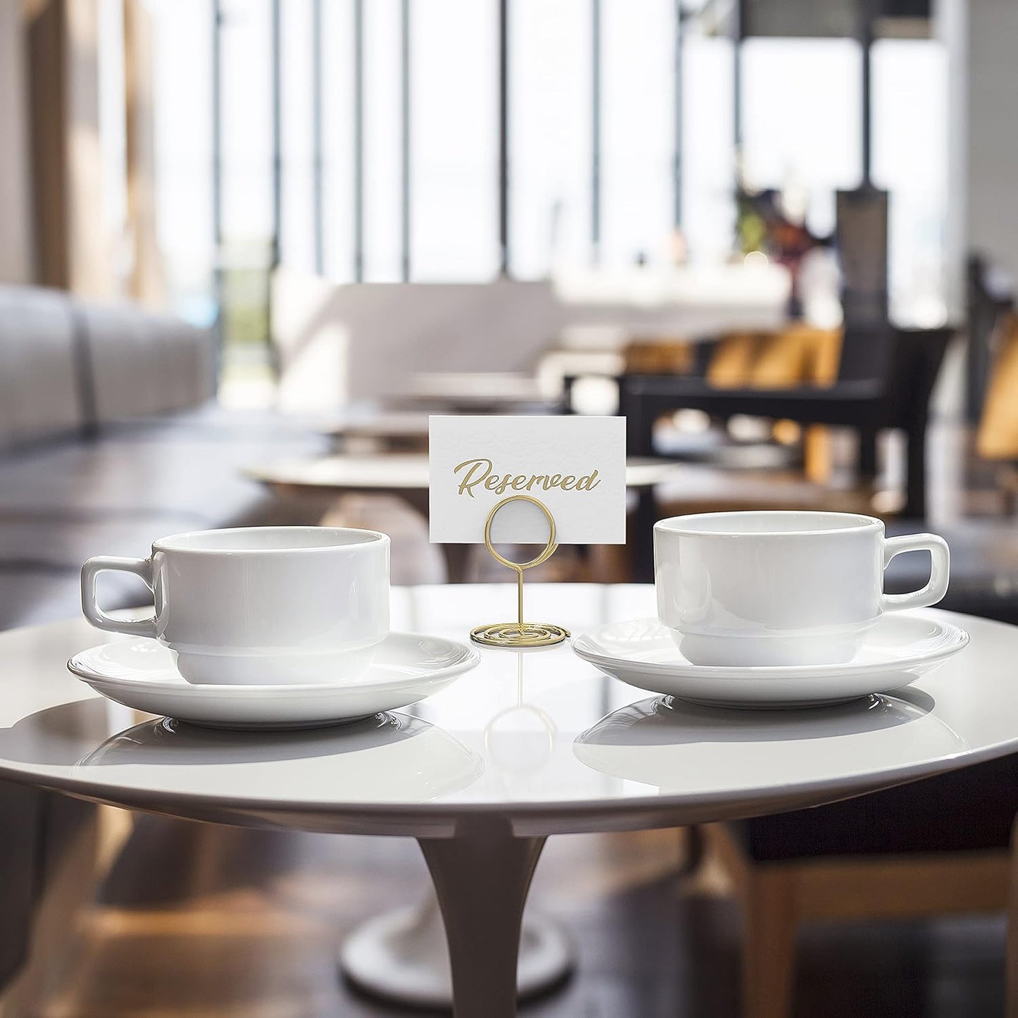 10 Pack Gold Table Number Holders for Signs - Photo Holders for Tables - Picture Holder for Tables - Mini Photo Stands - Placecard for Weddings Centerpieces - Wire Card Name Place Setting Card Stand