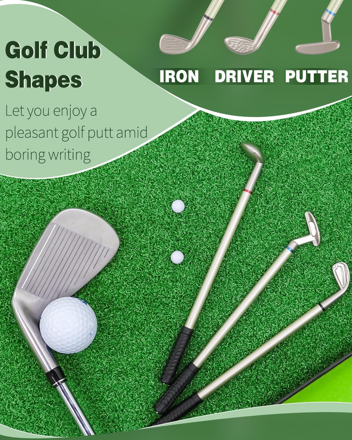 GreenHaven 2 Pack Mini Golf Pen Set, Mini Desktop Golf Gift Golf Ball Club Pen Unique Christmas Stocking Stuffers Funny Birthday Gift for Men Women Adults Golfers Dad Boss Coworker Boyfriend