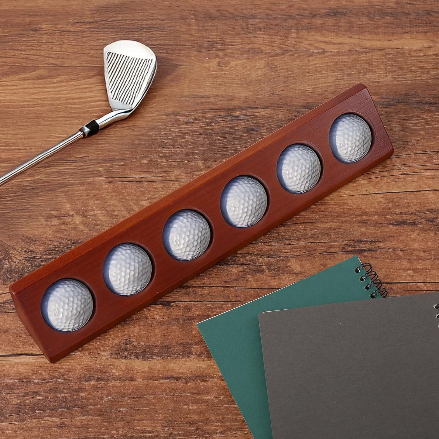 2 Pack Wooden Golf Ball Display Case 6 Standard Size Wall Mount Golf Ball Stand Holder Display for Collector Sport Memorabilia Accessories Gift