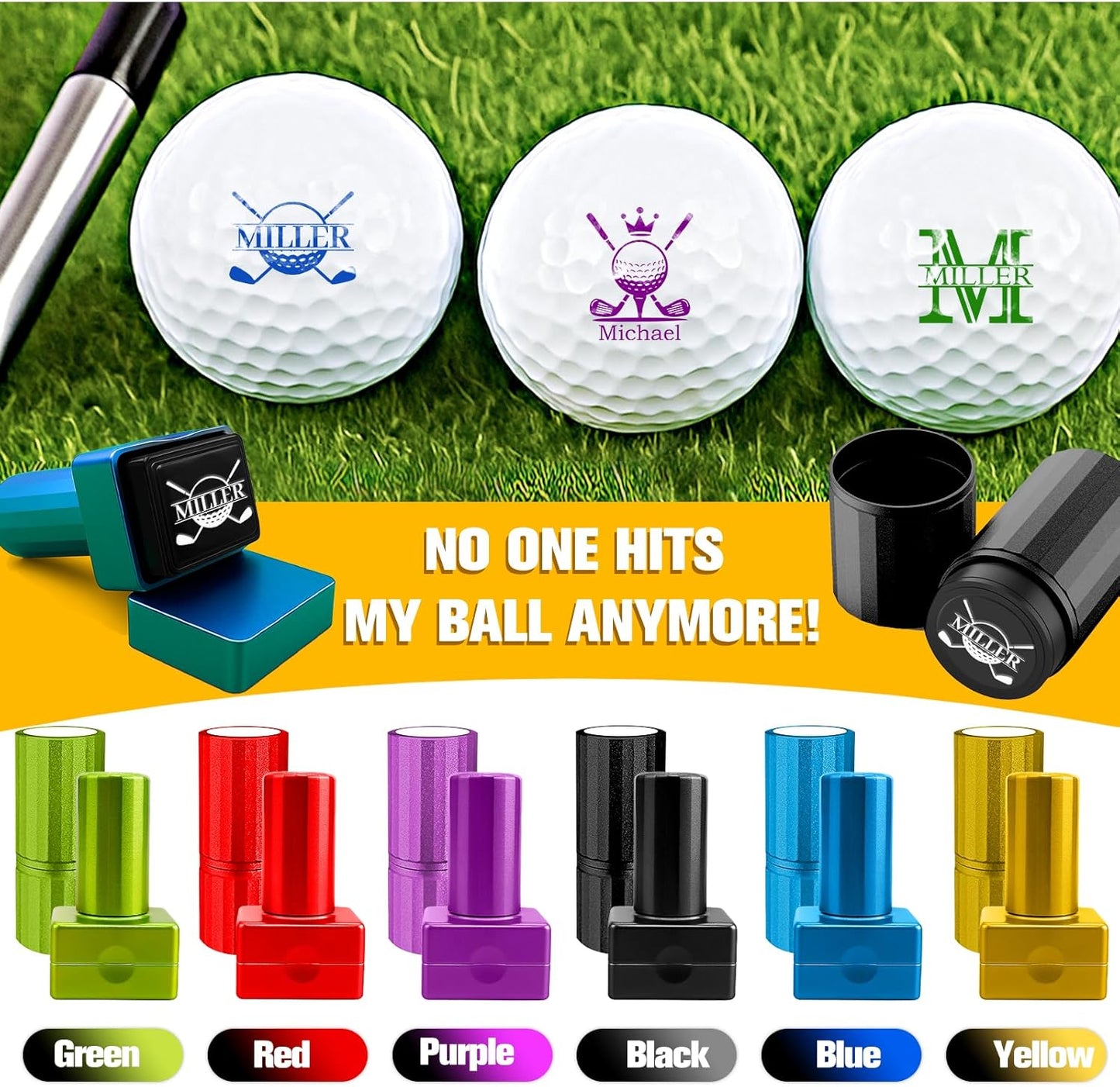 Custom Golf Ball Stamps, Personalized Waterproof Golf Ball Marker with Ink, Customized Golf Accessories Gifts for Men Women Golfer