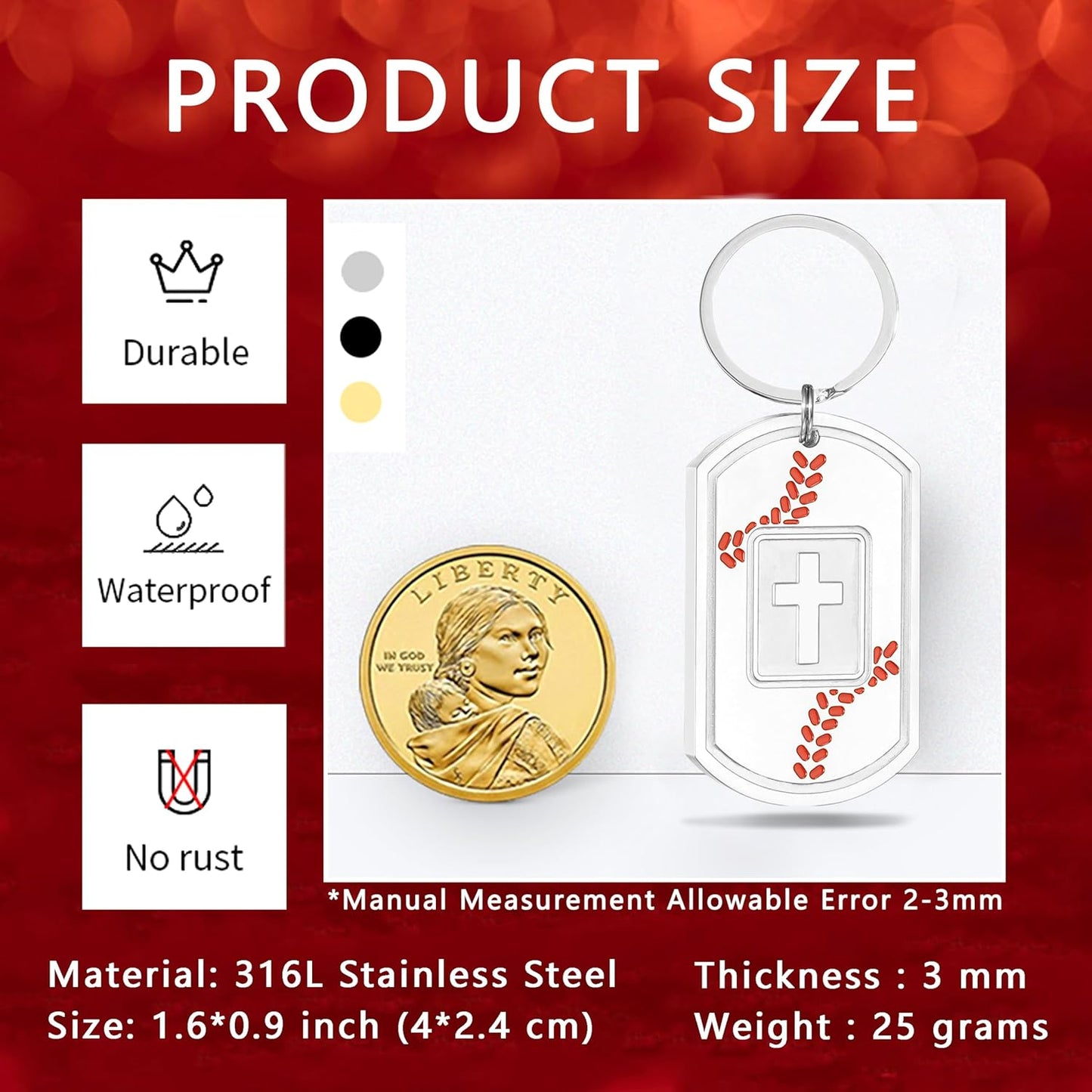 Football/Baseball/Soccer/Basketball Keychain for Men First Communion Baptism Confirmation Mens Gifts