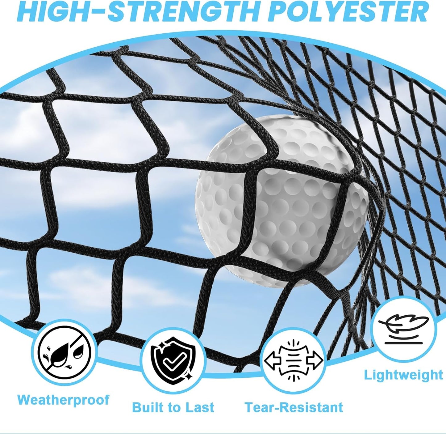 aikeec Golf Practice Hitting Net: 10 x10x 10 Ft Batting Cage Netting with Polyester Mesh, Roped Edges -for Backyard Driving, Garage, Indoor/Outdoor, Golf Simulator (Frame Not Included)