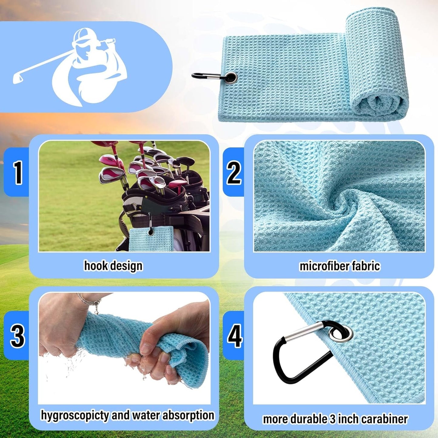 Liliful 12 Pcs Golf Accessories Kit, Include Golf Ball Bag with Hook Towel Tees Magnetic Ball Marker Divot Tool Cleaner Brush for Women Man Gifts