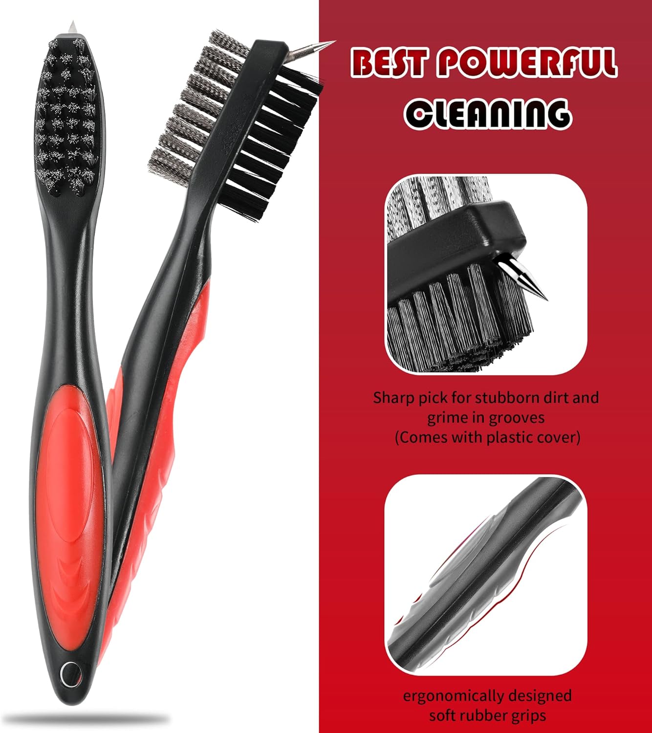 Mile High Life Golf Club Brush, Club Groove Cleaner with 2 Ft Retractable Extension Cord and Aluminum Carabiner, Golf Bag Accessories for Men and Women