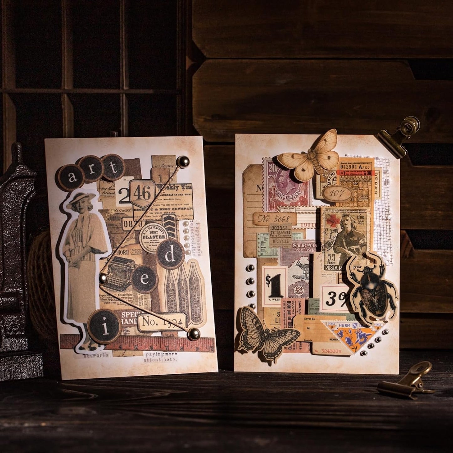 Retro Memories Vintage Scrapbook Stickers - 180pcs Aesthetic White Kraft Paper Ephemera Self-Adhesive Die-Cut Designs for Journaling Collage DIY Crafts