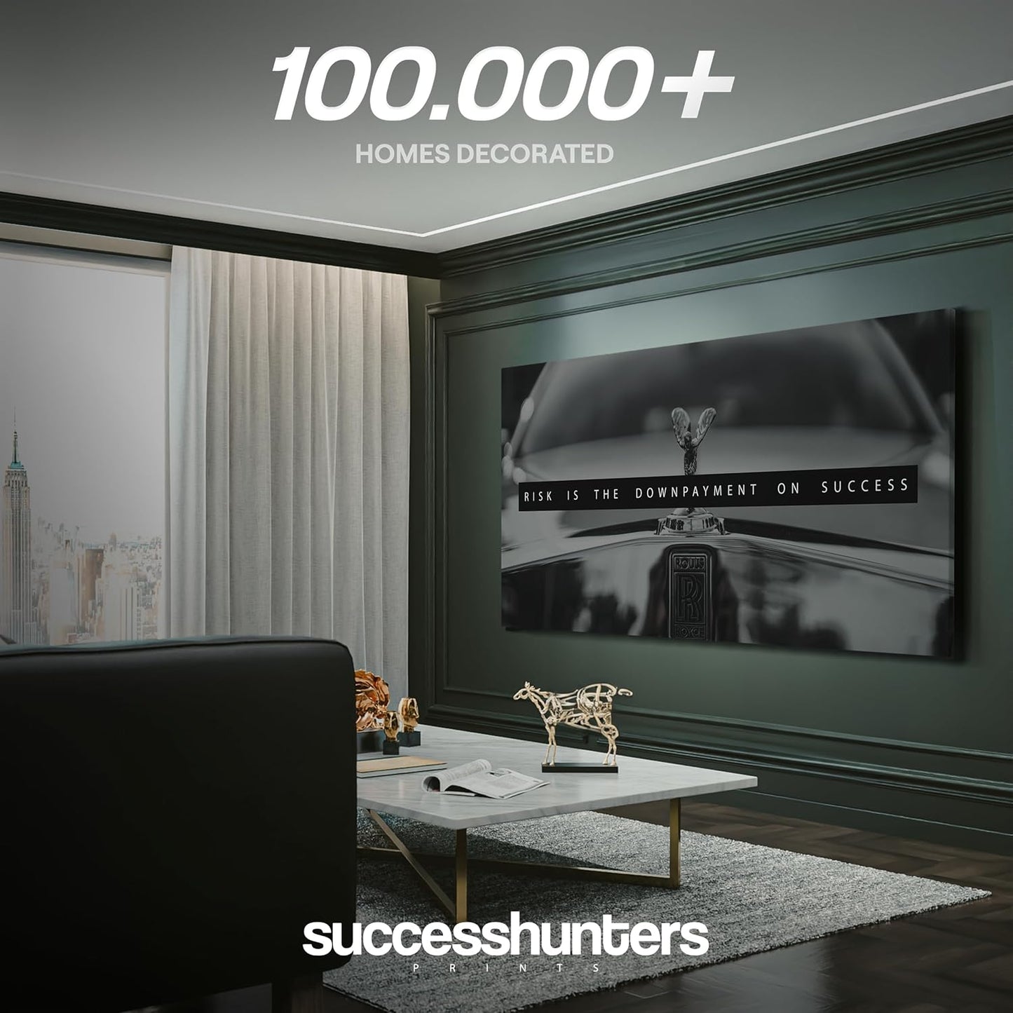 Motivational Wall Art for Office, Super Car Art Canvas, Inspirational Automotive Decor for Rolls Royce Sportscar Lovers, Motivational Wall Decor for Office and Home, Inspiring Car Poster (48 X 24 in)