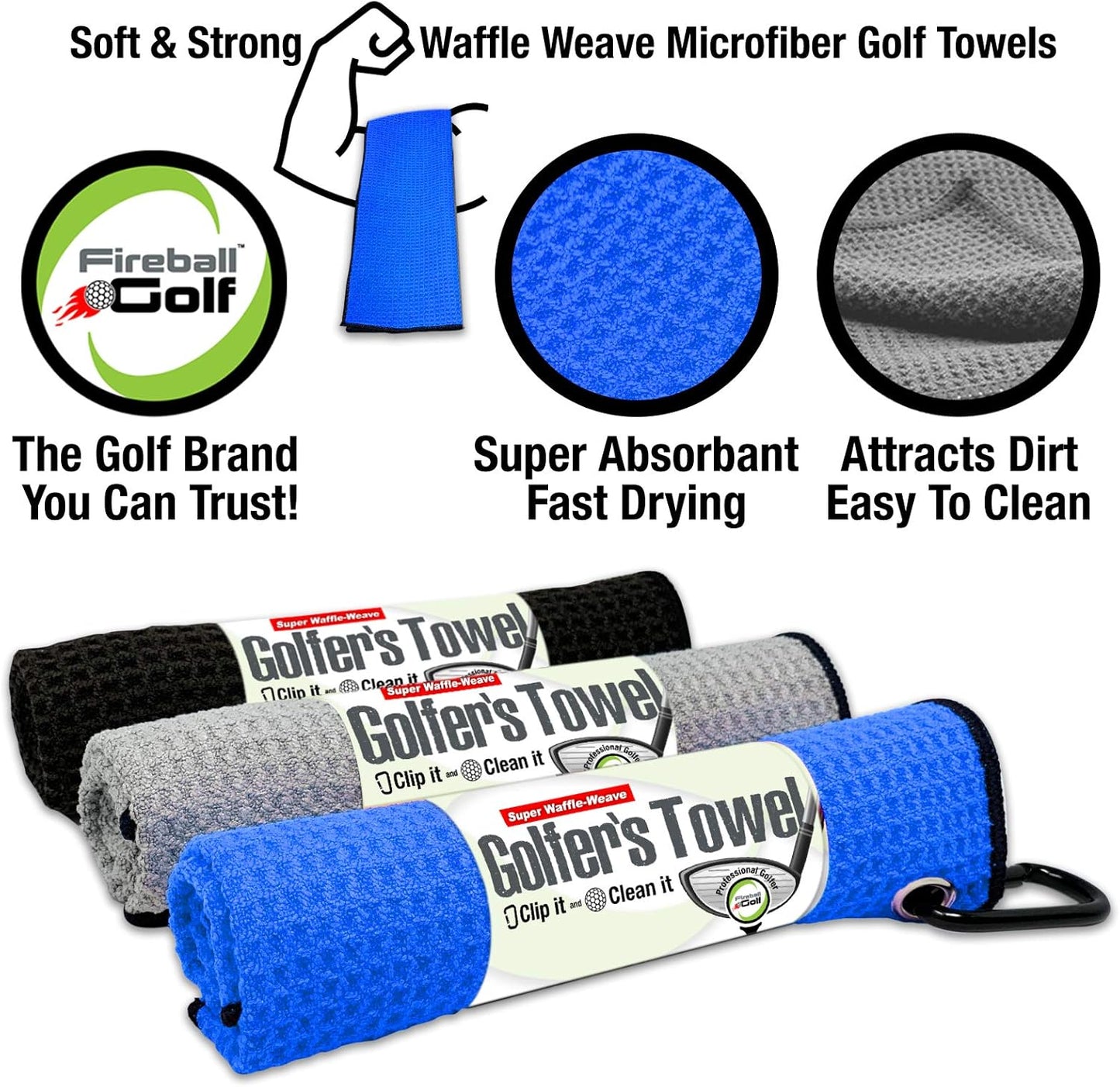 Towel Gifts and Accessories Set (Many Colors) - 3 Golf Towels, Golf Divot Tool, Ball Marker, and Golf Cleaning Brush, Golf Gifts for Men, Women, Children