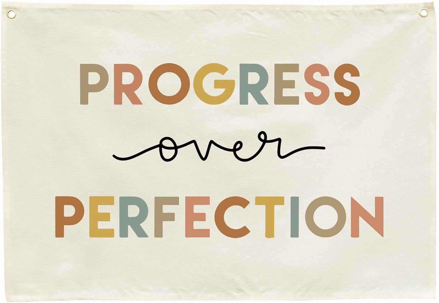 Classroom Wall Decor-Reading Room Nursery Decor-Rectangle Banner Flag Wall Decor-Positive Affirmation Growth Mindset-Mental Health-Christmas Gift-Progress Over Perfection-28.5"L×20"W
