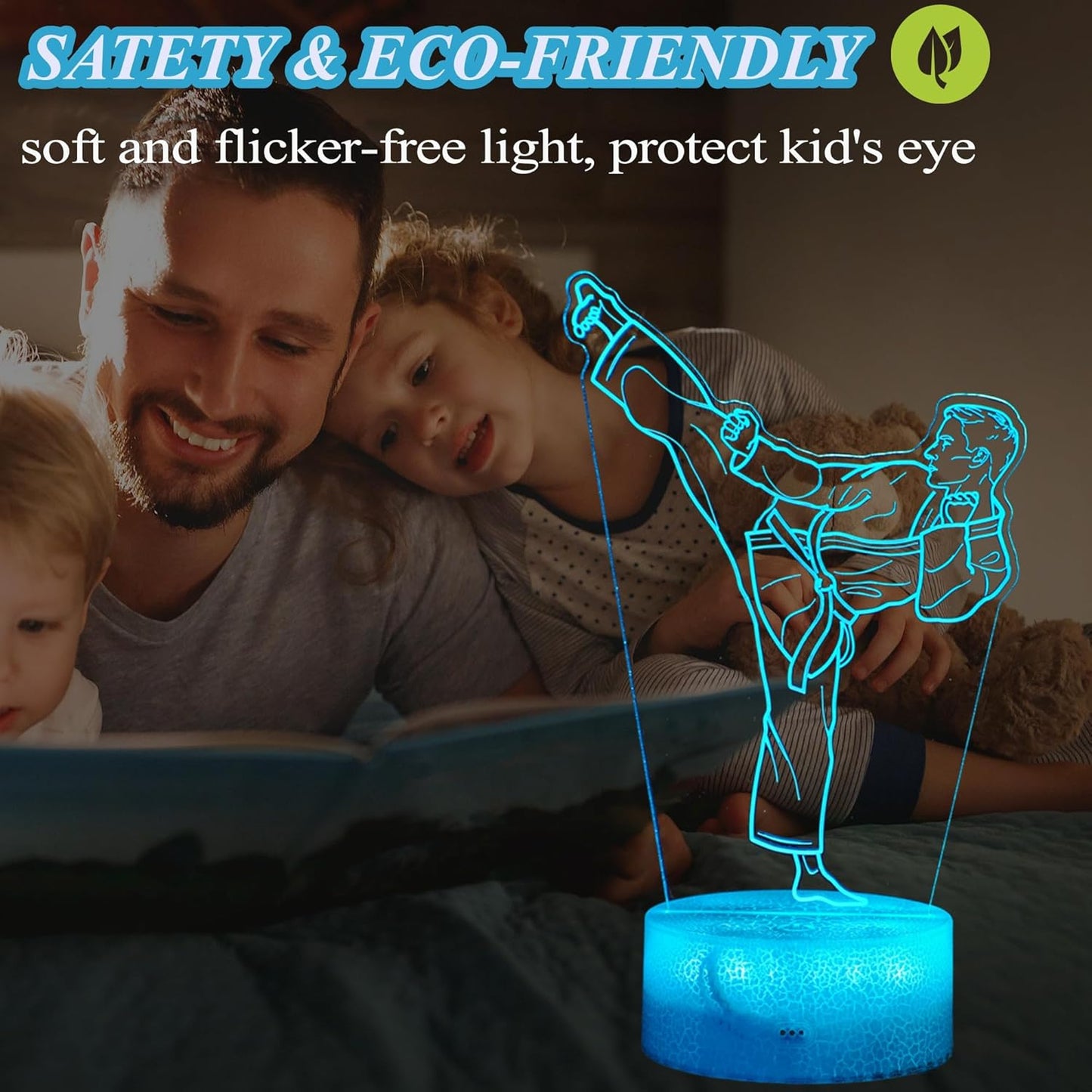 Karate Night Light, Karate Gifts, Taekwondo 3D Illusion Lamp with 16 Colors Changing, Timer, 4 Flash Modes and Dimmable, Kids Boys Girls Room Decoration, Holiday Xmas Gifts