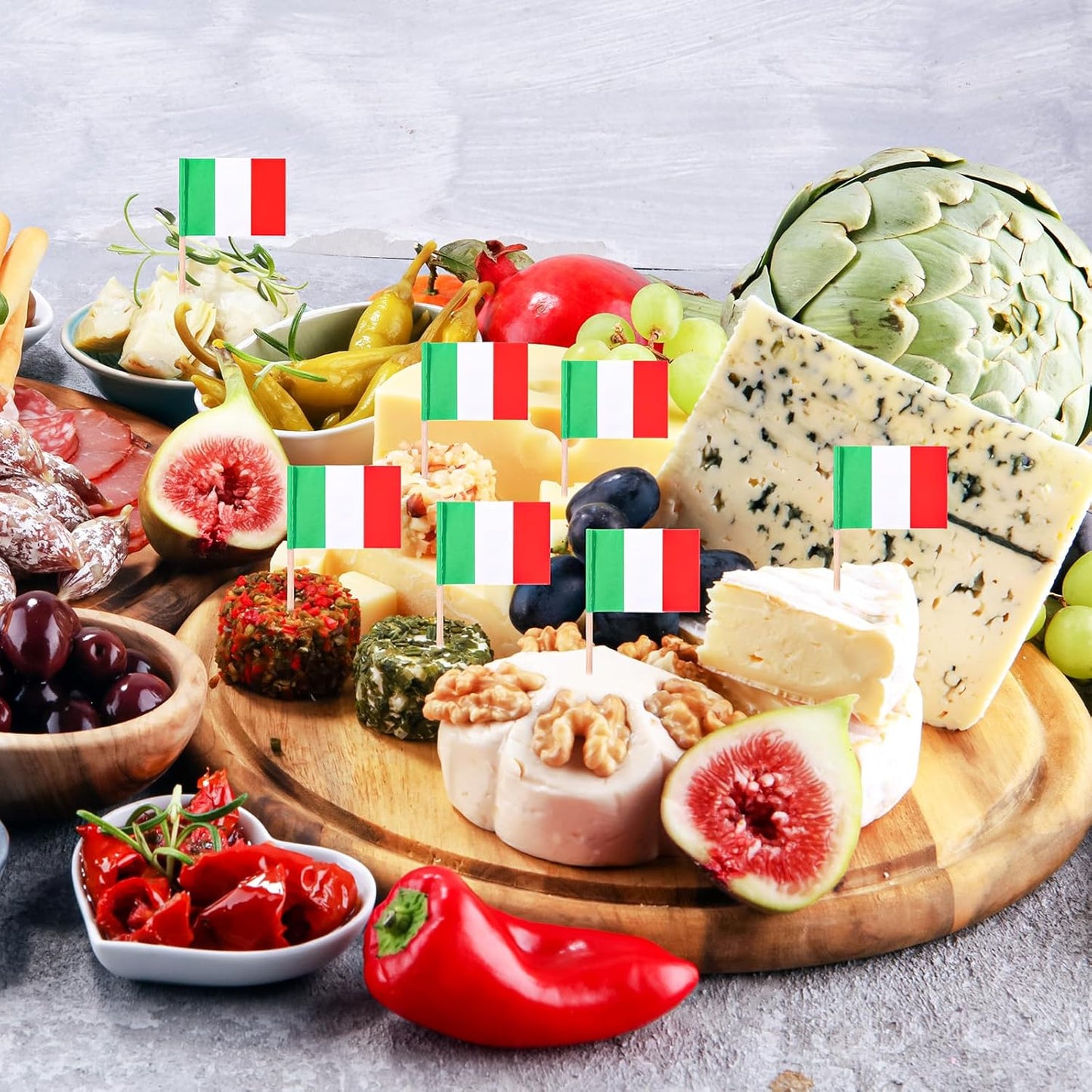 Meanplan 1000 Pcs Italy Flag Italian Toothpick Flags, Cocktail Picks Small Mini Stick Italy Cupcake Toppers Country Picks Party Decoration Celebration Cocktail Food Appetizers Bar Cake Flags