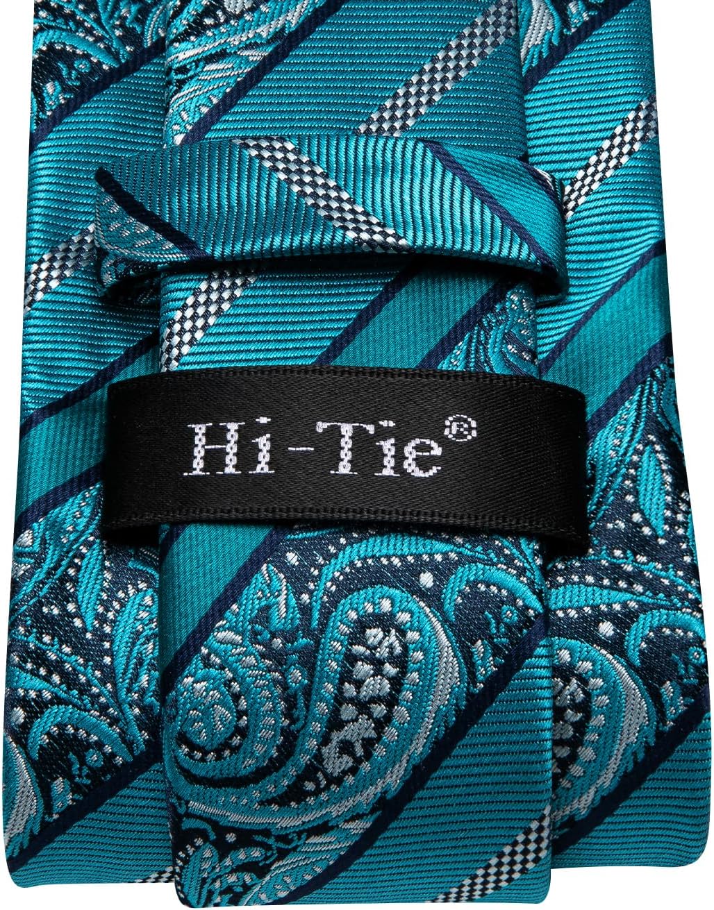 Hi-Tie Men 63inches Tie Set Extra Long Necktie Paisley Tie Pocket Suqare Cufflinks Big and Tall Men Tie