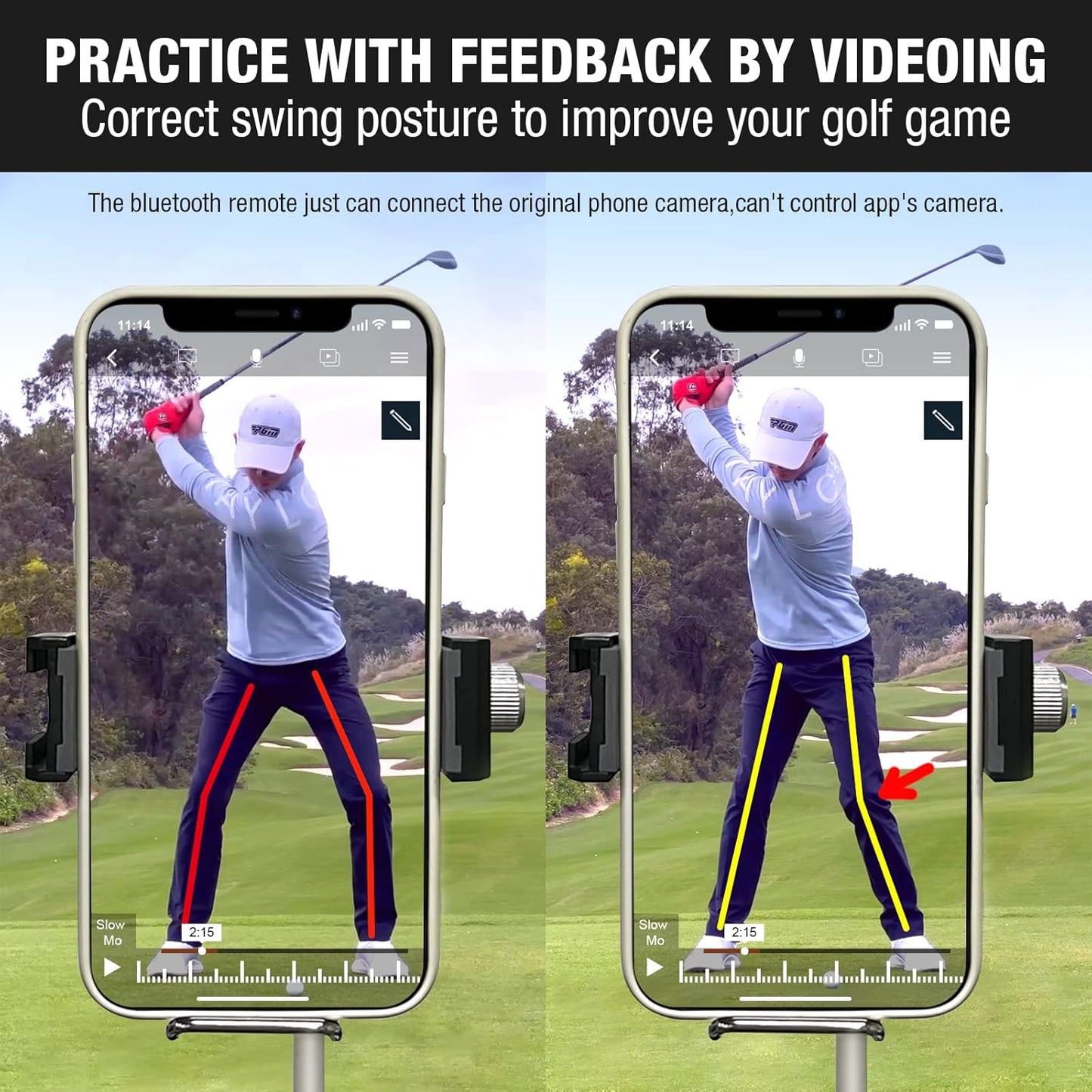 Dprofy Magnetic Golf Phone Caddy, Golf Cart Phone Holder, Record Your Golf Swing with Bluetooth Wireless Selfie Remote, Get Swing Feedback for Golf Training Aid, Golf Gifts for Men/Women