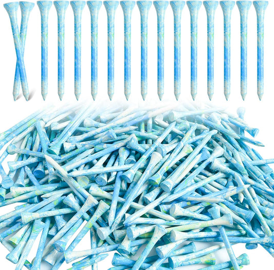 Amy Sport Golf Tees Styllish Bamboo Wooden Coloured Painted Bulk 200 Pack 1 1/2 3 1/4 2 3/4 Inch Tee, Enhanced Visibility Color Purple Pink Green Blue, Practice for Men Women