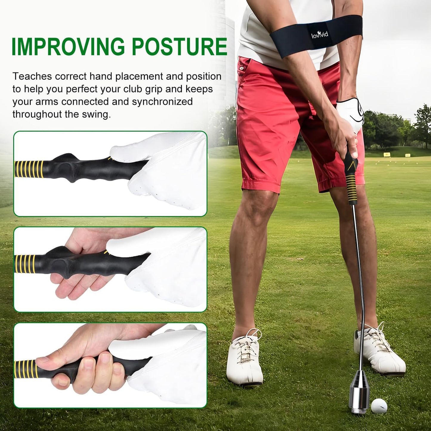 Golf Swing Trainer Aid, Weighted Golf Club for Tempo & Grip Training for Right & Left-Handed Golfers, Indoor & Outdoor Warm-Up Practice Accessories