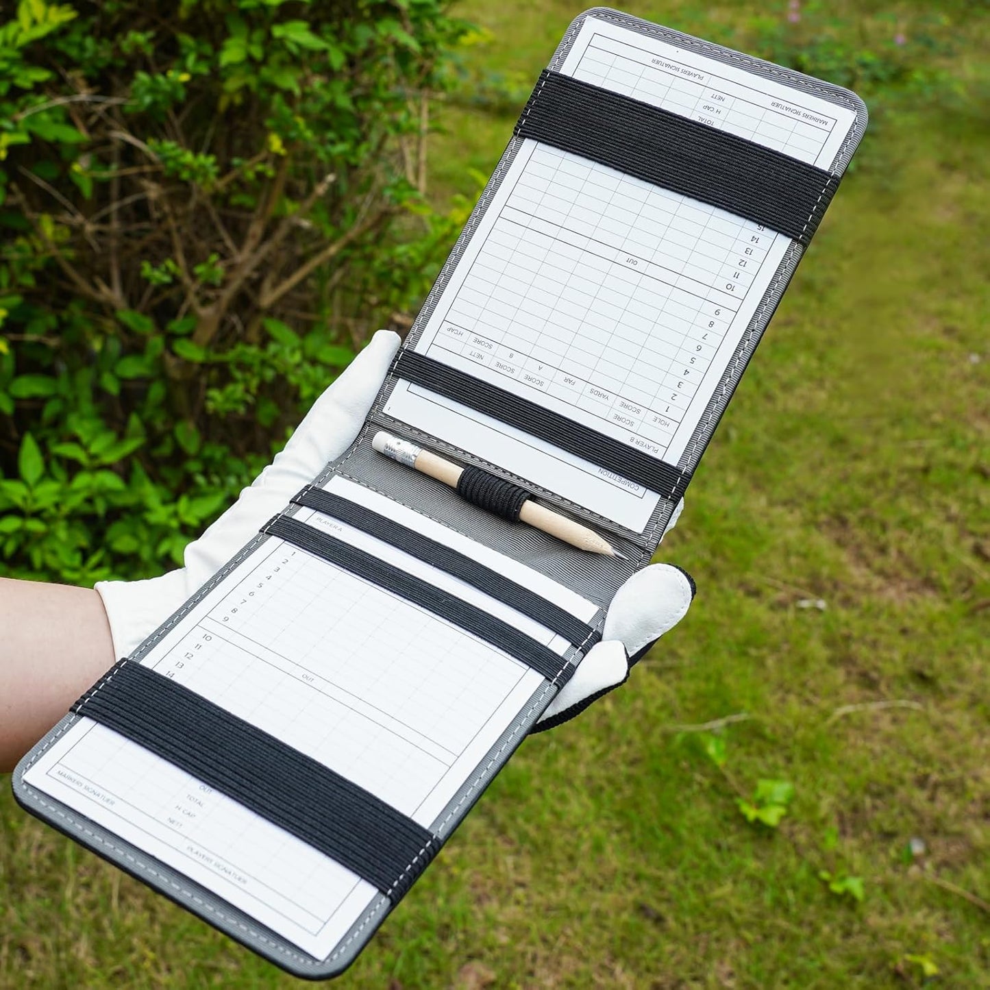 Golf Scorecard Holder & Yardage Book Cover, Golf Accessories Black Premium Leather Yardage Book Holders Cover